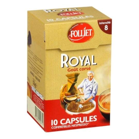 Café Capsules Corsé Intensité 8 Compatible Nespresso FOLLIET