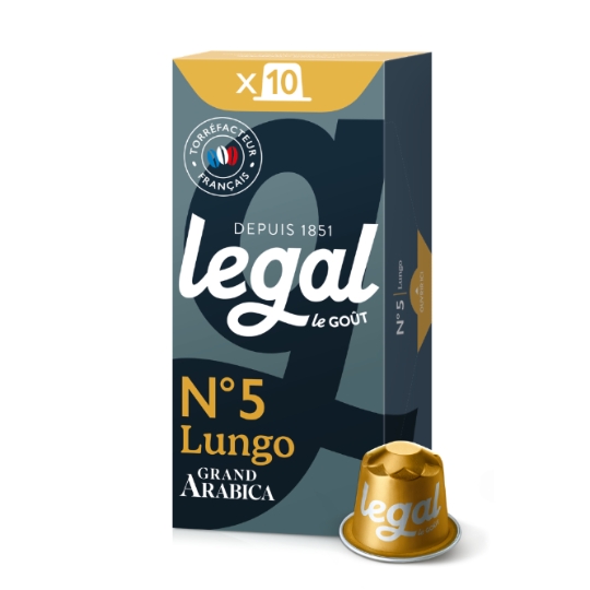 Café Capsules Lungo Intensité 5 Compatibles Nespresso® LEGAL