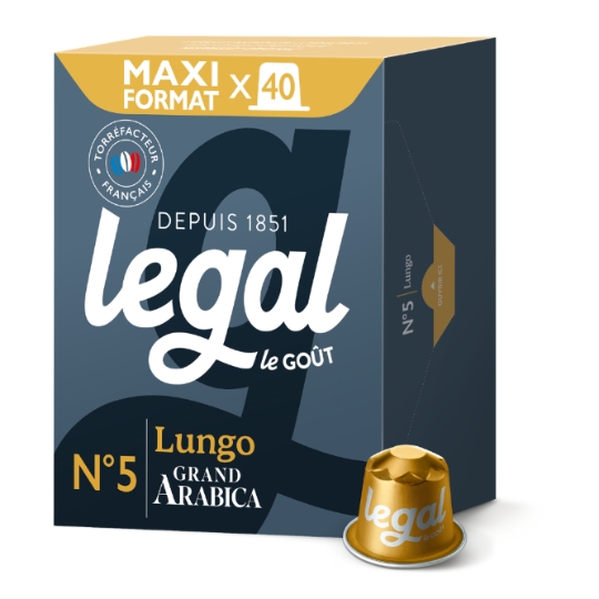 Café Capsules Lungo Intensité 5 Compatibles Nespresso® LEGAL