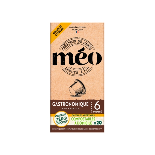 Café Capsules Pur Arabica Gastronomique Intensité 6 Compatible Nespresso MEO