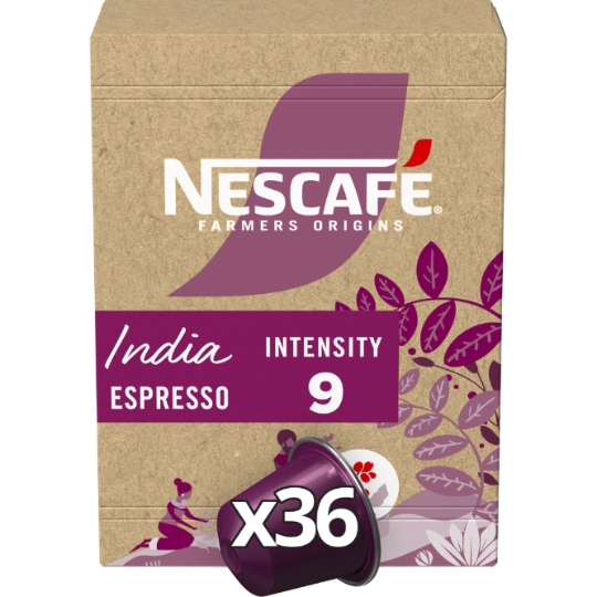 Café Capsules Espresso Intensité 9 India Compatible Nespresso NESCAFE FARMERS ORIGINS