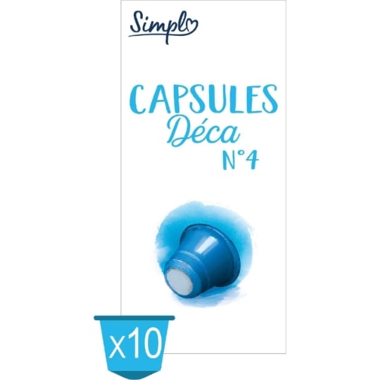 Café Capsules Décaféiné Intensité 4 Compatible Nespresso SIMPL