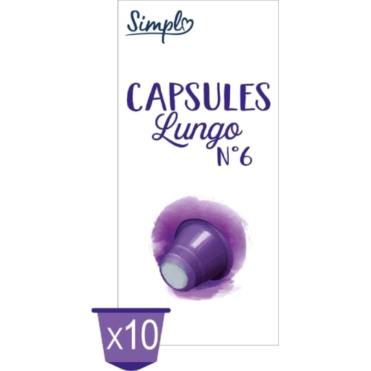 Café Capsules Lungo Intensité 6 Compatible Nespresso SIMPL