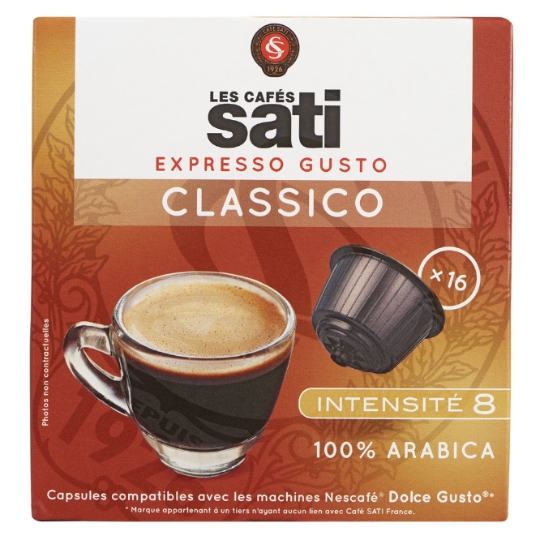Café Capsules Expresso Gusto Classico 100% Arabica Intensité 8 CAFE SATI