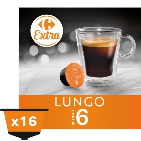 Café Capsules Lungo Intensité 6 Compatible Dolce Gusto CARREFOUR EXTRA