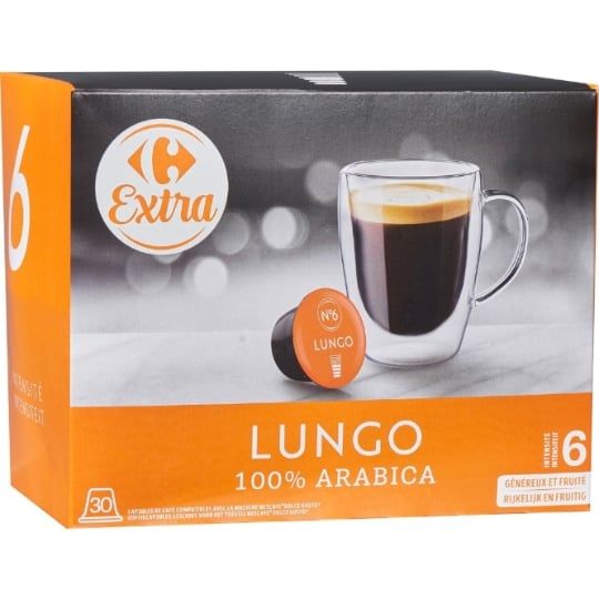 Café Capsules Lungo Intensité 6 Compatible Dolce Gusto CARREFOUR EXTRA
