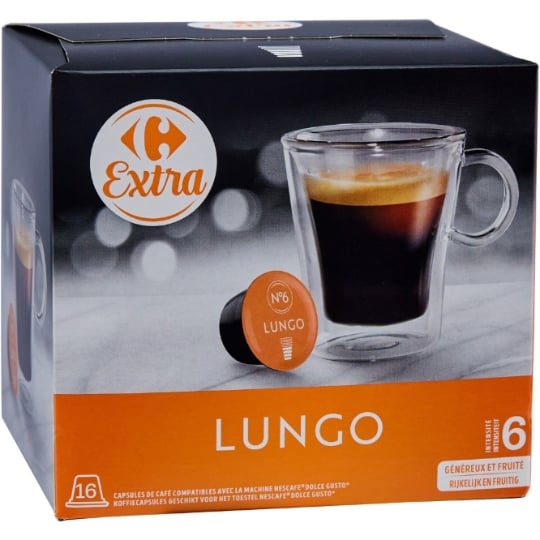Café Capsules Lungo Intensité 6 Compatible Dolce Gusto CARREFOUR EXTRA