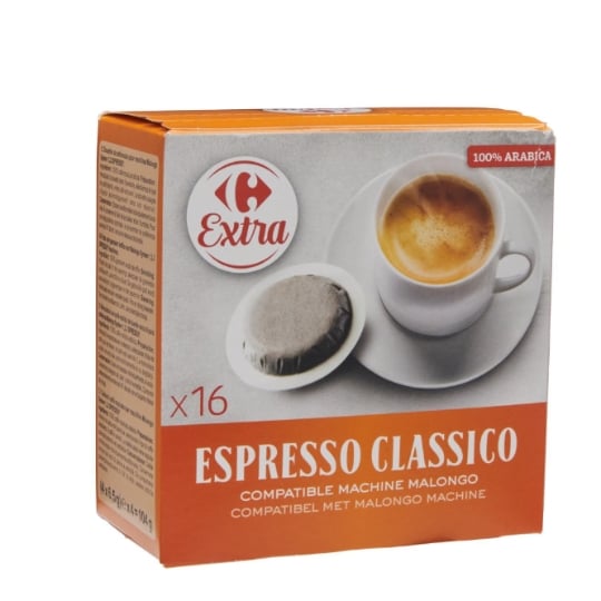 Café Dosettes Expresso 100% Arabica Compatible Malongo CARREFOUR EXTRA