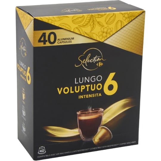 Café Capsules Lungo Intensité 6 Compatible Nespresso CARREFOUR SELECTION