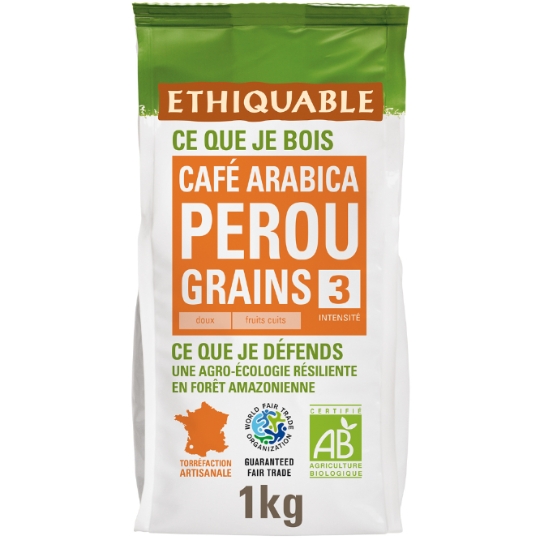 Café En Grains Pur Arabica Pérou Bio ETHIQUABLE