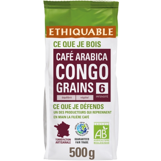 Café En Grains Pur Arabica Congo Bio ETHIQUABLE