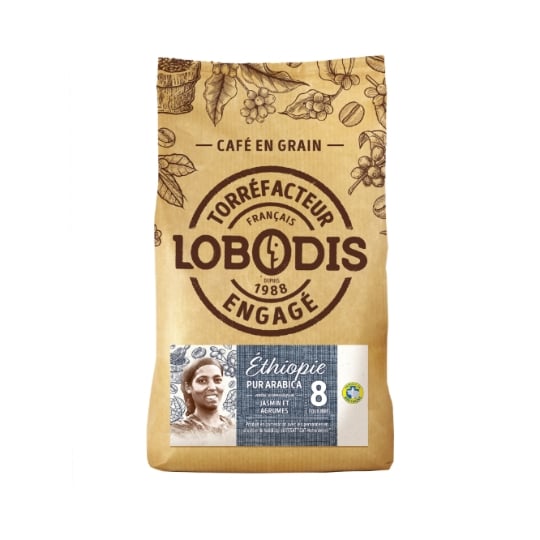 Café en Grains Pur Arabica Équilibre Intensité 8 Ethiopie IGP LOBODIS