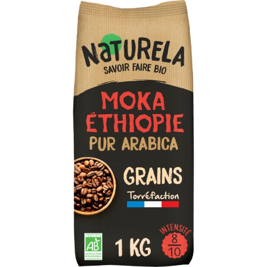 Café Grains bio Moka Ethiopie Pur arabica NATURELA