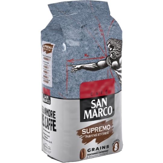 Café en Grains Supremo Parfumé et Corsé Intensité 8 SAN MARCO