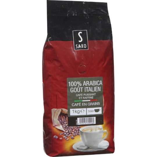 Café en Grains 100% Arabica Puissant et Raffiné Goût Italien SAXO
