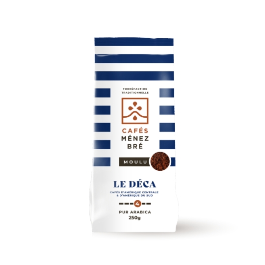 Café Moulu Décaféiné Pur Arabica Amérique Centrale et du Sud CAFES MENEZ BRE