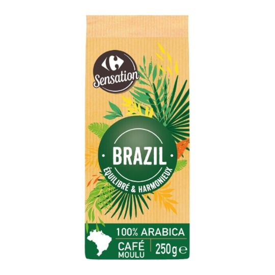 Café moulu 100% Arabica Brésil CARREFOUR SENSATION