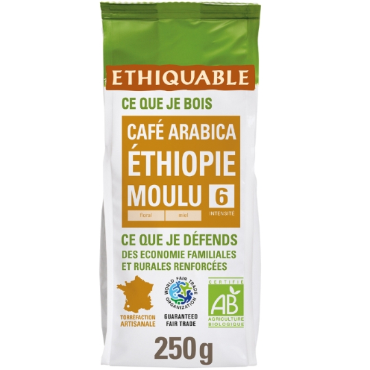 Café Moulu Pur Arabica Moka Ethiopie Bio ETHIQUABLE