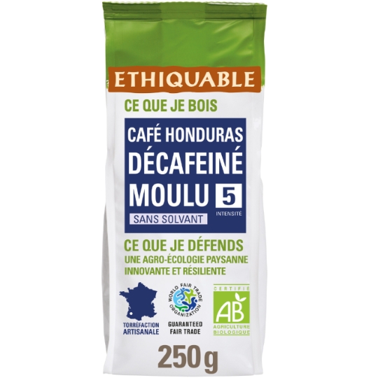 Café Moulu Décaféiné Sans Solvant Ethiopie Bio ETHIQUABLE