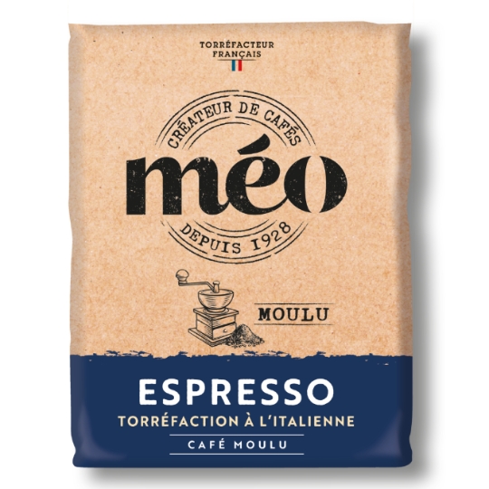 Café Moulu Espresso Torréfaction à l'Italienne Mélange Arabica et Robusta MEO