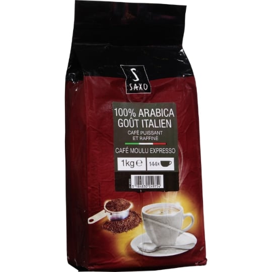 Café Moulu 100% Arabica Goût Italien Puissant Raffiné Espresso SAXO