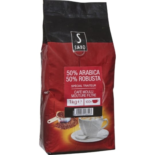 Café Moulu 50% Arabica 50% Robusta Mouture Filtre Spécial Traiteur SAXO