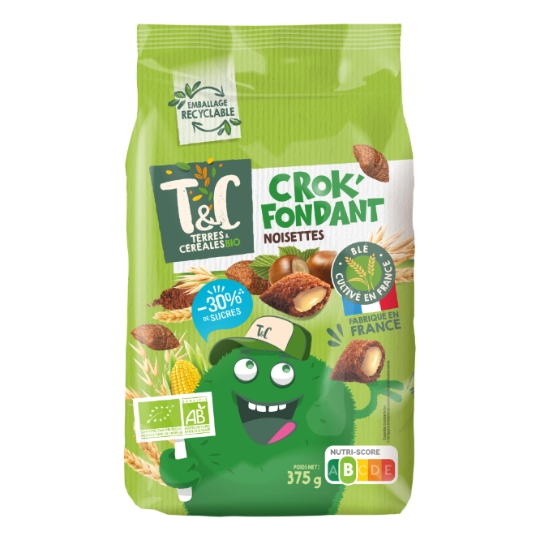 Céréales fourrées aux noisettes moins de sucres Bio TERRES & CEREALES BIO