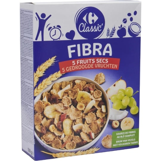 Céréales Fibra 5 Fruits Secs CARREFOUR CLASSIC'