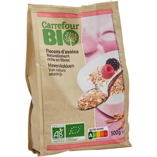 Flocons d'avoine complète, bio et naturellement riche en fibres CARREFOUR BIO