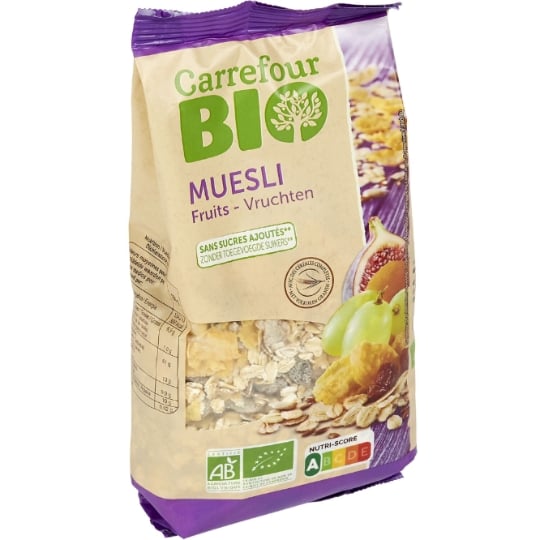 Muesli fruits mélange de flocons de céréales et de fruits secs  Bio CARREFOUR BIO
