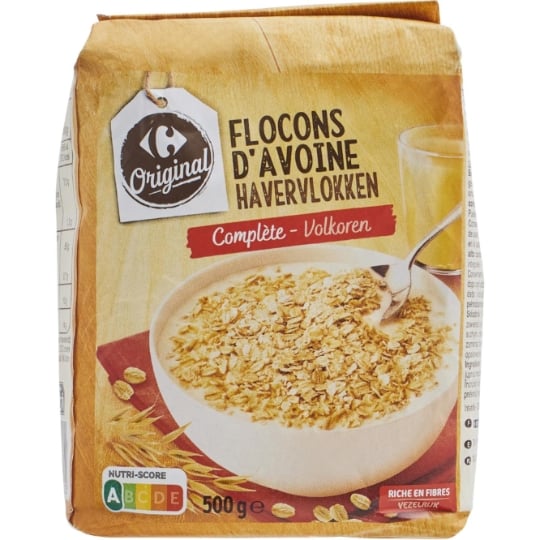 Flocons d'avoine intégrale riche en fibres CARREFOUR ORIGINAL