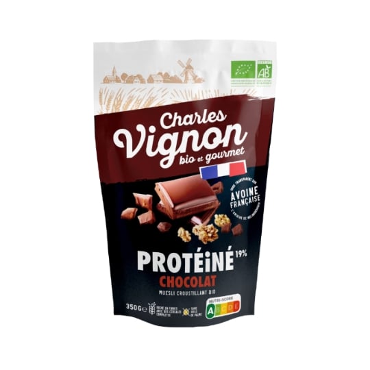 Muesli croustillant protéiné chocolat bio CHARLES VIGNON