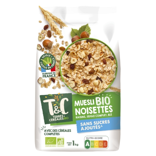 Céréales muesli noisette sans sucres ajoutés Bio TERRES & CEREALES BIO