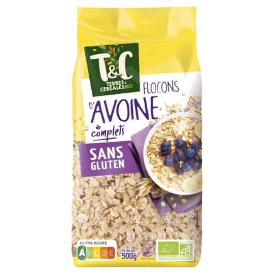 Céréales flocons d'avoine complets sans gluten Bio TERRES & CEREALES BIO