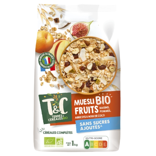 Céréales muesli aux fruits sans sucres ajoutés Bio TERRES & CEREALES BIO