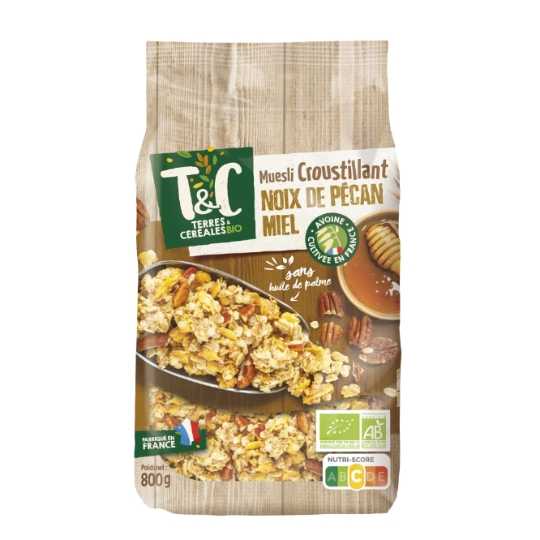 Céréales Muesli Croustillant Miel Noix de Pécan Bio TERRES & CEREALES BIO