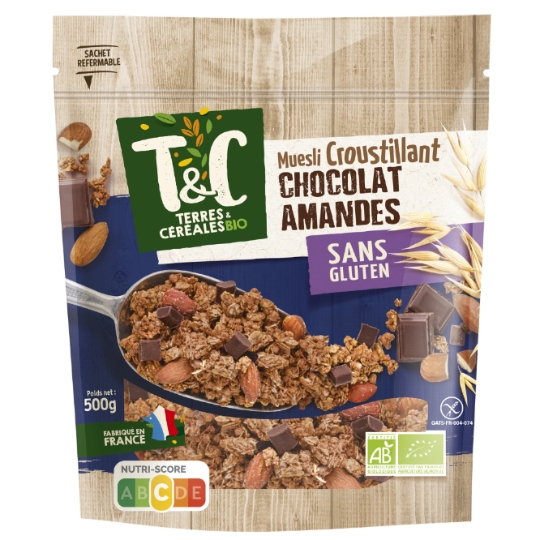 Muesli croustillant chocolat amandes sans gluten TERRES ET CEREALES