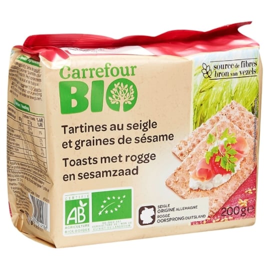 Tartines bio crackers seigle et graines de sésame CARREFOUR BIO