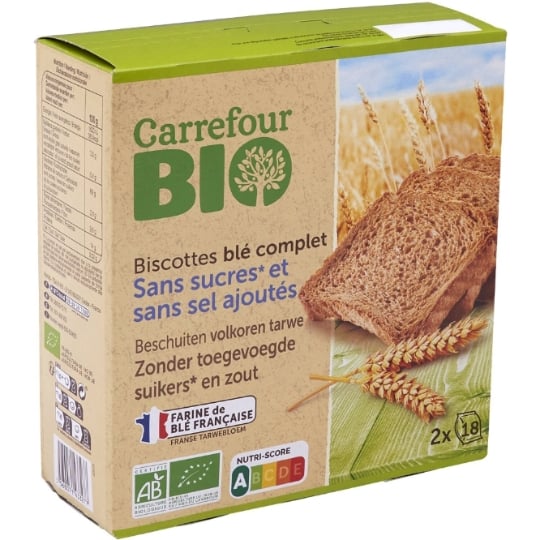 Biscottes Blé Complet Sans Sucres Ajoutés Bio CARREFOUR BIO