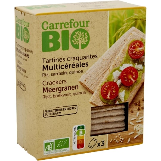 spécialités céréalières à la farine de riz, de sarrasin et de quinoa Craquantes Multicéréales CARREFOUR BIO