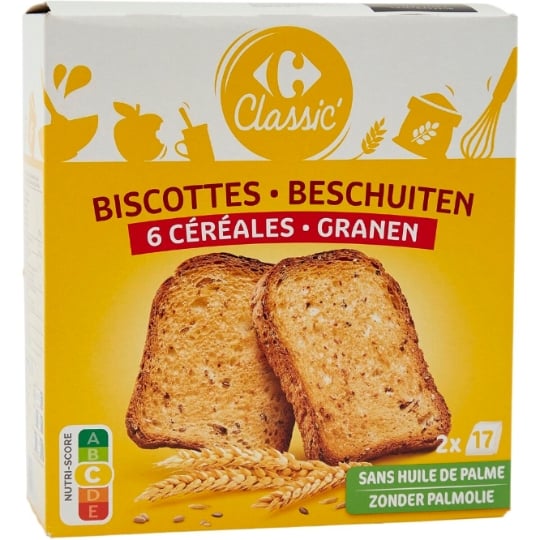 Biscottes 6 Céréales CARREFOUR CLASSIC'