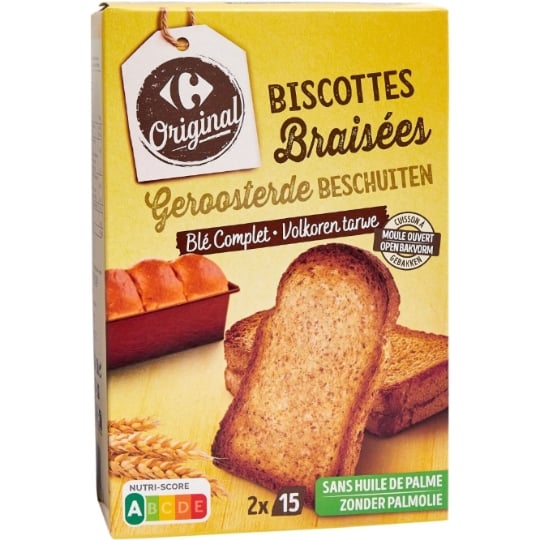 Biscottes Braisées Blé Complet CARREFOUR ORIGINAL