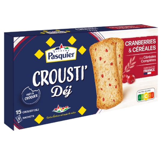 Crousti Déj Biscottes cranberries et céréales PASQUIER