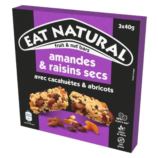 Barres Céréales Amandes Raisins Secs et Abricots Sans Gluten EAT NATURAL