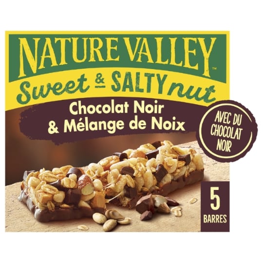 Barres Céréales Sweet & Salty Nut Chocolat Noir Cacahuètes et Amandes NATURE VALLEY