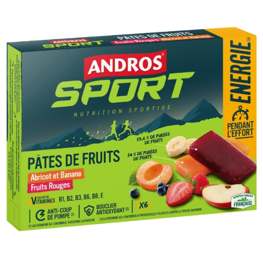 Pâtes de fruits Sport abricot banane fruits rouges ANDROS