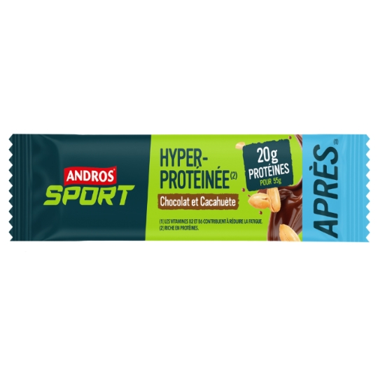 Barre hyper-protéinée chocolat cacahuète ANDROS SPORT