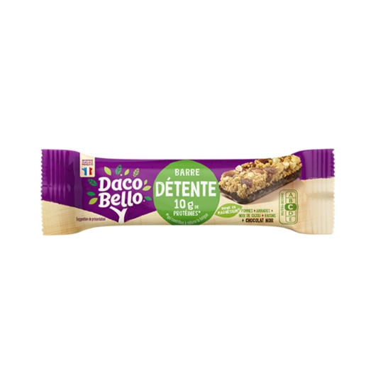 Barre Détente au Chocolat Noir, Pomme, Amandes, Noix de Cajou et Raisins DACO BELLO