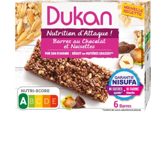 Barres son d'avoine chocolat noisette sans sucres ajoutés DUKAN