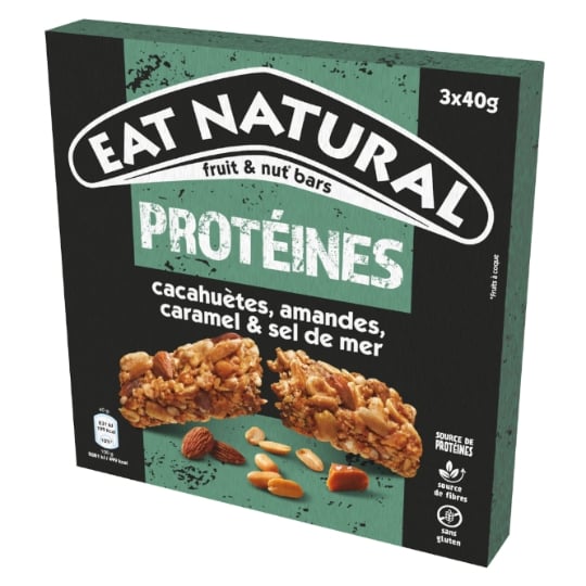 Barres Céréales Cacahuètes Amandes et Caramel Salé EAT NATURAL